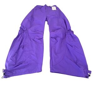ProjectISR Relabel Purple Wide Leg Curved Pants Ruched Adjustable Techwear NEW